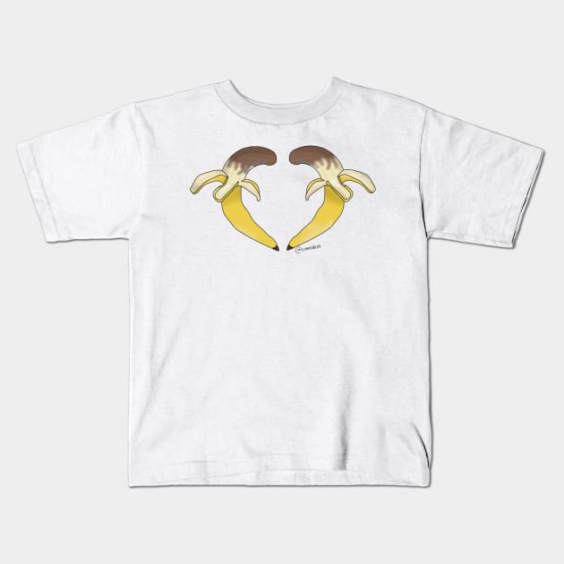 Chocolate Banana Heart Kids T-Shirt by cherubi19